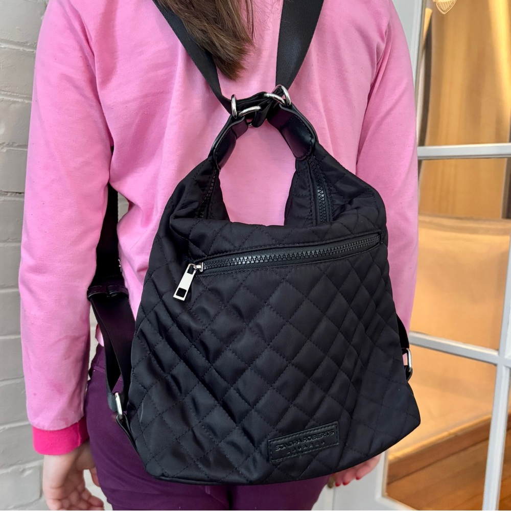 Black Quilted Convertible Crossbody /Backpack - Picture 6 of 6